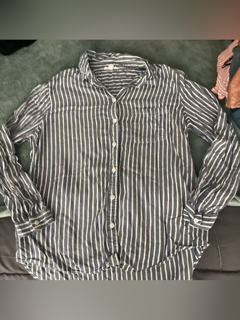 Beach Lunch Lounge Button Down blue/white stripe top